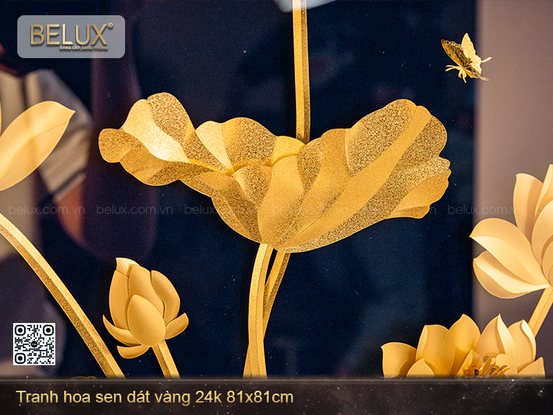 Tranh sen vàng vinh hoa dát vàng 24k kt 81x81cm&nbsp;
